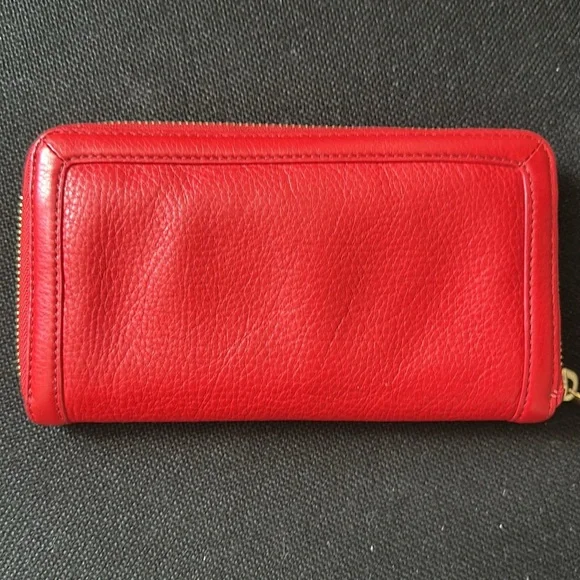 Tory Burch Red Leather Continental Wallet - Gold-Tone Hardware - Picture 3 of 7